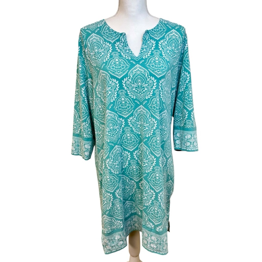 COOLIBAR Aqua Green Tunic Dress Swim Cover-Up Sz XL Sun Protection Pool Beach